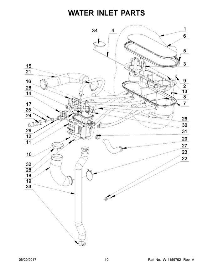 06 - Water Inlet Parts Diagram and Parts List for MXR20PNAAS  Maytag Washer