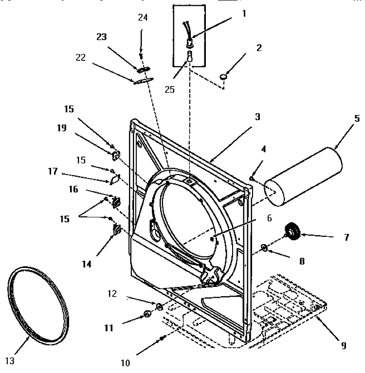 FRONT FRAME AND AIR SHROUD Diagram and Parts List for FG6280  Amana Dryer