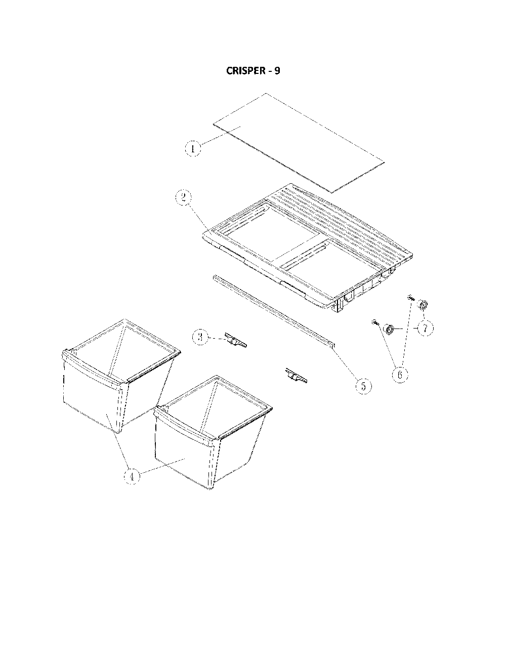 Crisper Diagram and Parts List for 11160615911  Kenmore Refrigerator