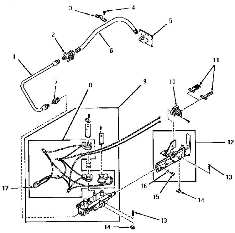 GLOW BAR IGNITION BURNER Diagram and Parts List for FG9061  Amana Dryer