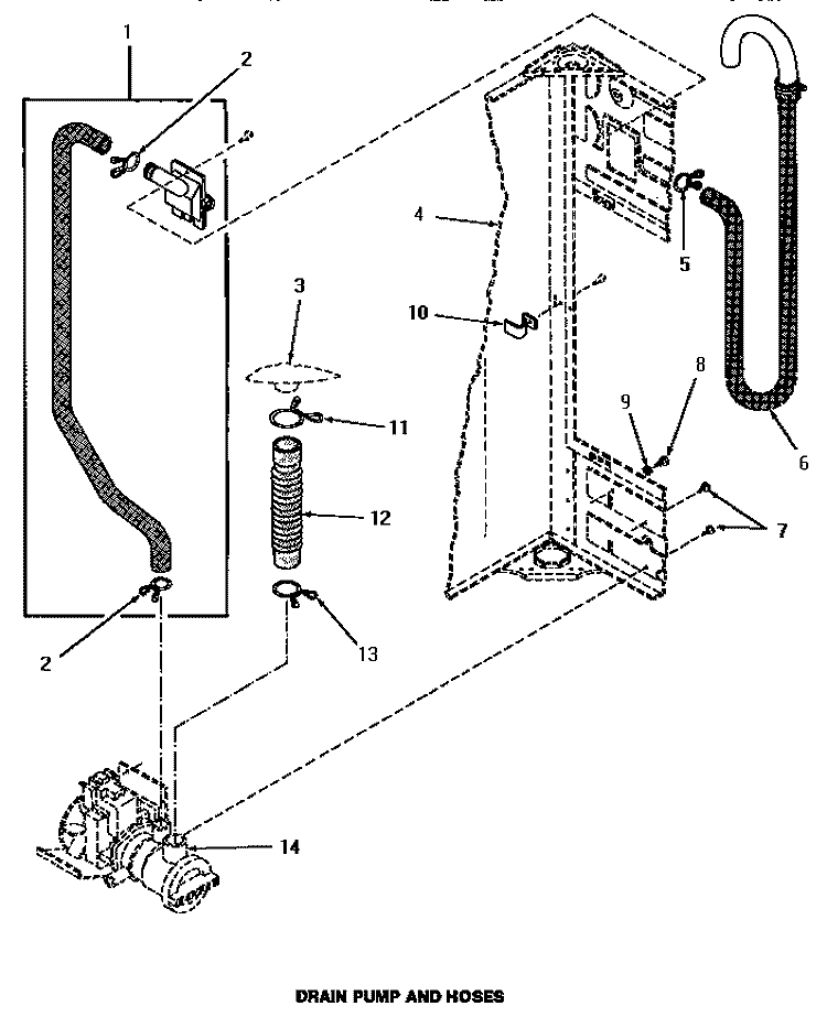DRAIN PUMP & HOSES Diagram and Parts List for MA8800  Amana Washer