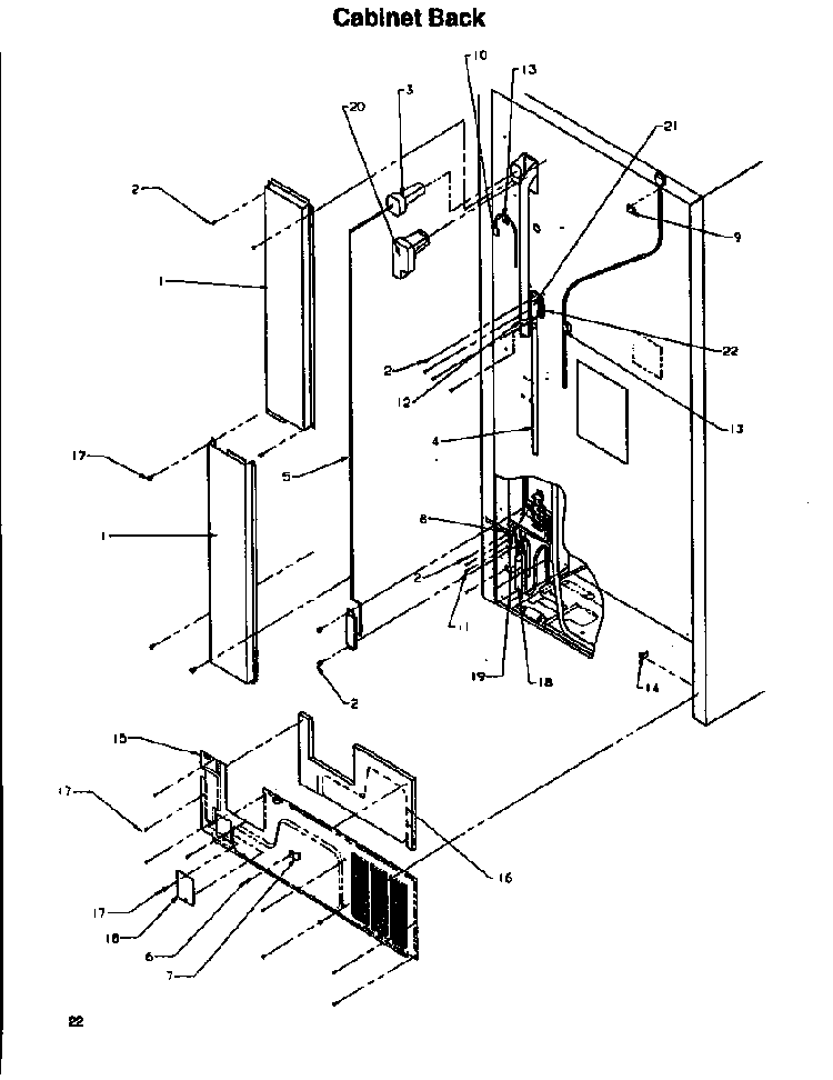 Cabinet Back Diagram and Parts List for TA18S2W-P1194501WW  Amana Refrigerator