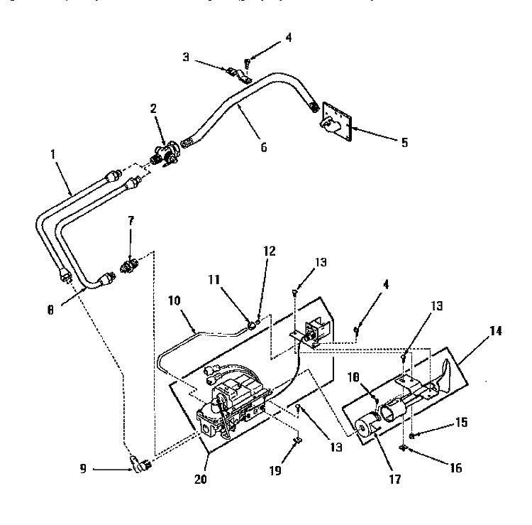 NON - ``M`` MODELS - - STANDING PILOT BURNER Diagram and Parts List for FG3331  Speed Queen Dryer