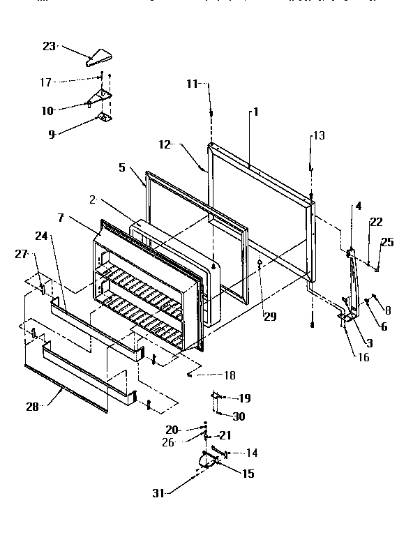 Freezer Door Diagram and Parts List for TW18S2W-P1194401W  Amana Refrigerator