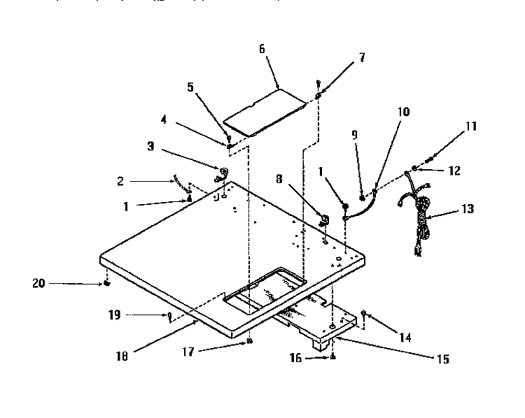 CABINET TOP Diagram and Parts List for DG9031  Speed Queen Dryer