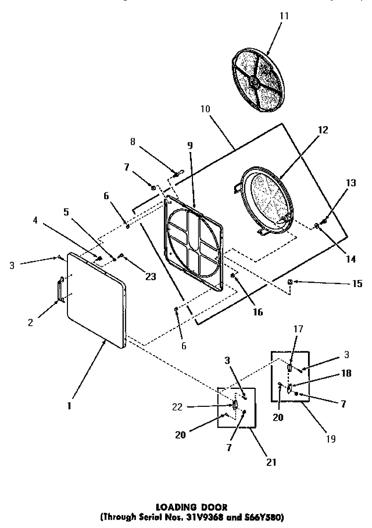 LOADING DOOR Diagram and Parts List for DG9031  Speed Queen Dryer
