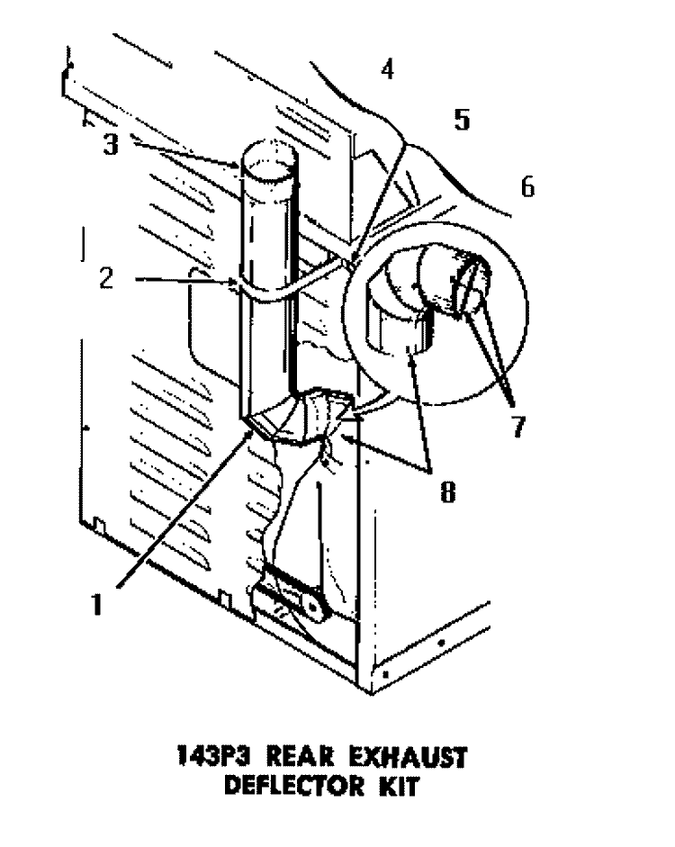 143P3 REAR EXHAUST DEFLECTOR KIT Diagram and Parts List for DG9031  Speed Queen Dryer