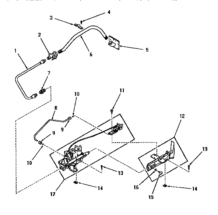 ``M`` MODELS - - STANDING PILOT BURNER Diagram and Parts List for DG1030  Speed Queen Dryer