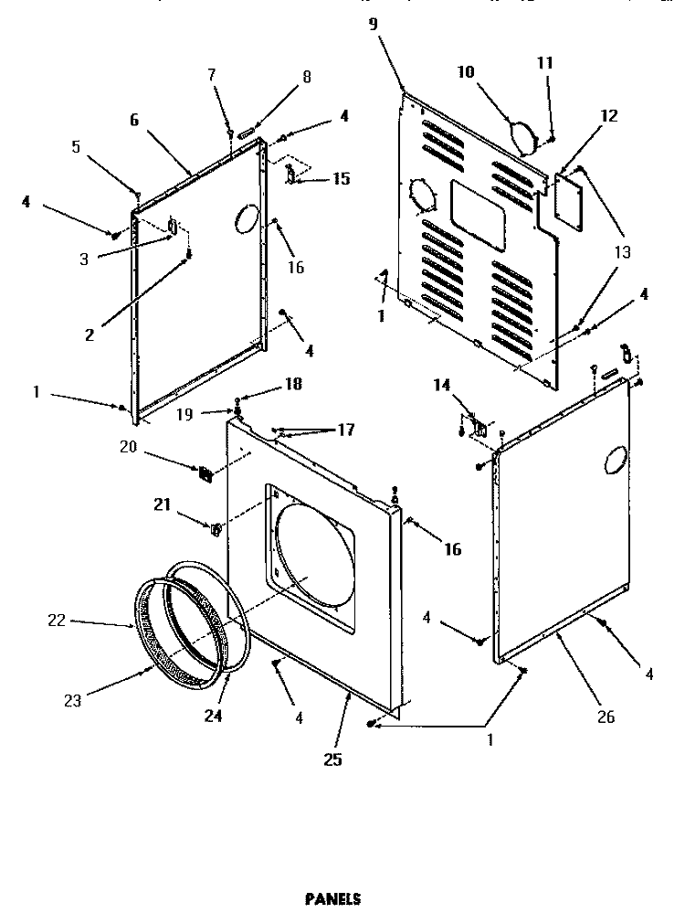 PANELS Diagram and Parts List for DG1030  Speed Queen Dryer