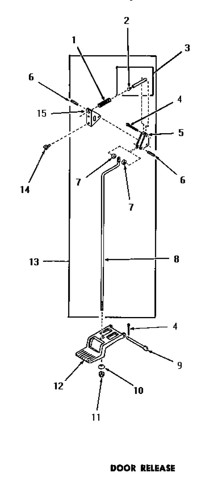 DOOR RELEASE Diagram and Parts List for DG1030  Speed Queen Dryer