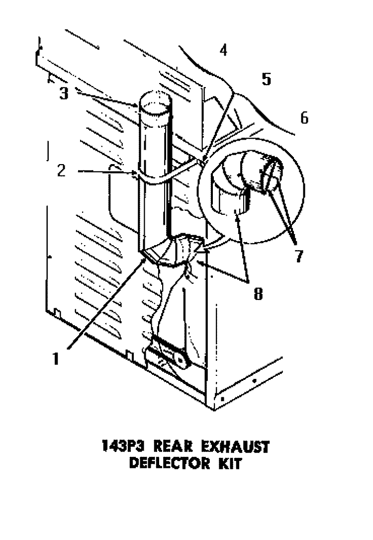 143P3 REAR EXHAUST DEFLECTOR KIT Diagram and Parts List for DG1030  Speed Queen Dryer