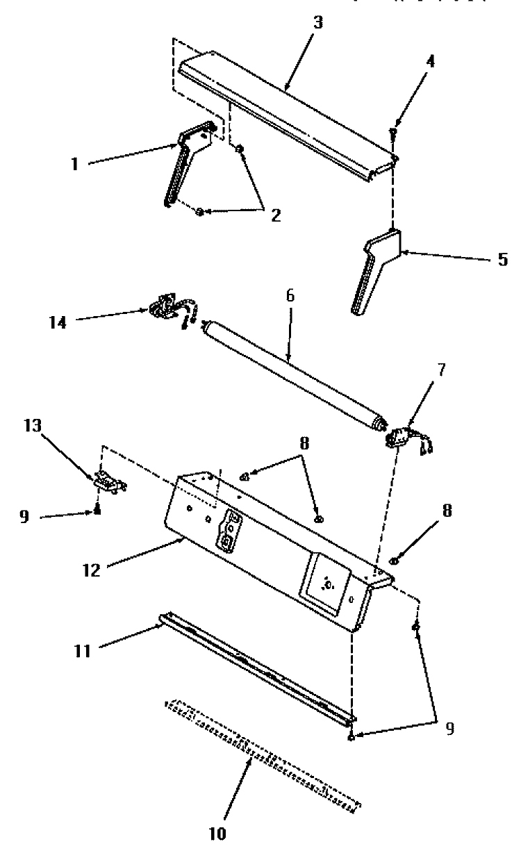 CTRL HOOD TOP, ENDS, PANEL SUPPORT PLATE Diagram and Parts List for HG9280  Speed Queen Dryer
