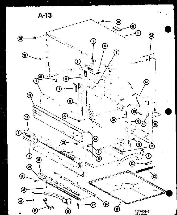 Outer Cabinet Diagram and Parts List for CRR-5B P75175-2M Amana Microwave
