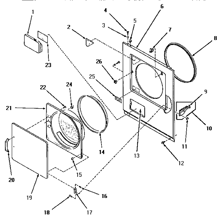 LOADING DOOR, FRONT PANEL & SEALS Diagram and Parts List for HG9280  Speed Queen Dryer