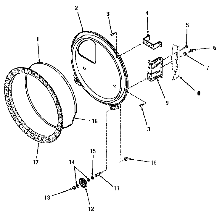REAR BLKHD, FELT SEAL & CYLINDER ROLLER Diagram and Parts List for HG9280  Speed Queen Dryer