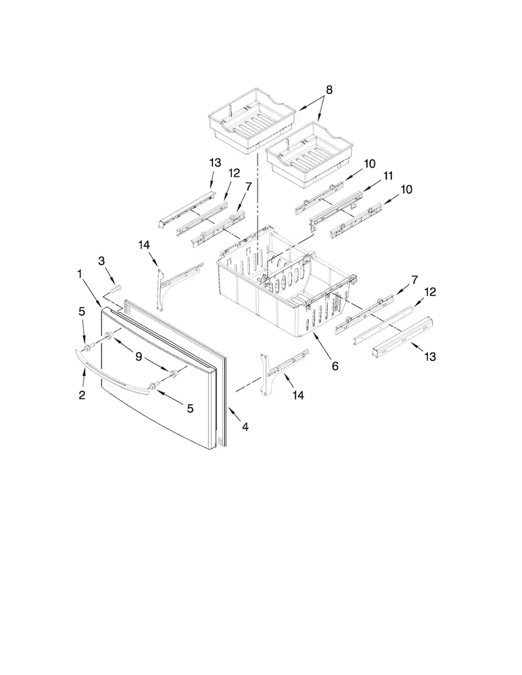 Freezer Door Parts Diagram and Parts List for MFI2067AES6  Maytag Refrigerator
