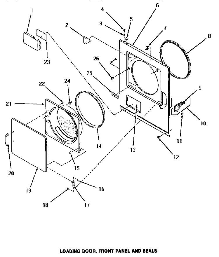 LOADING DOOR, FRONT PANEL & SEALS Diagram and Parts List for HG3009  Speed Queen Dryer