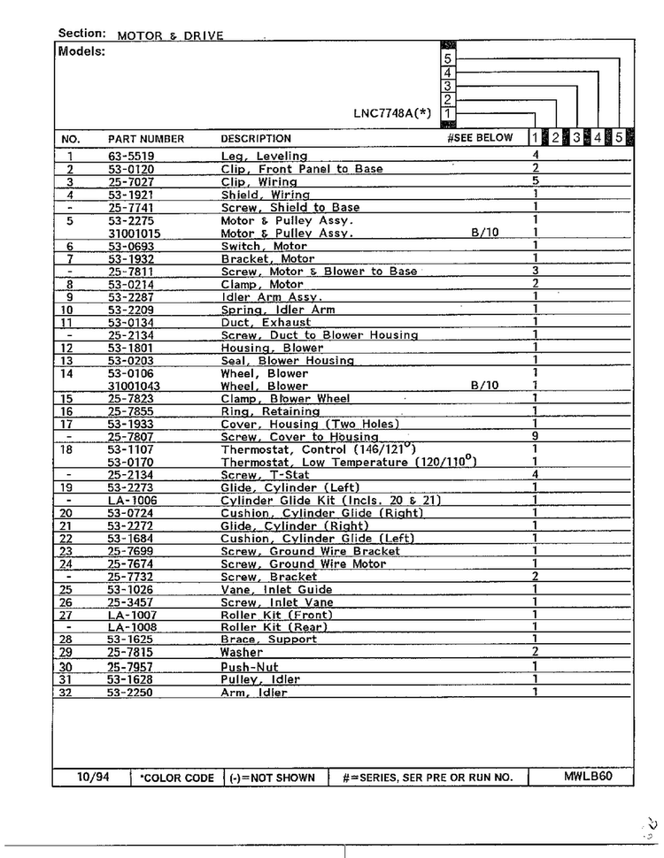Motor And Drive Page 2 Diagram and Parts List for 7748A  Norge Dryer