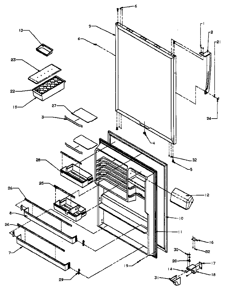 REF DOOR Diagram and Parts List for TK21R3L P1189001W L Amana Refrigerator