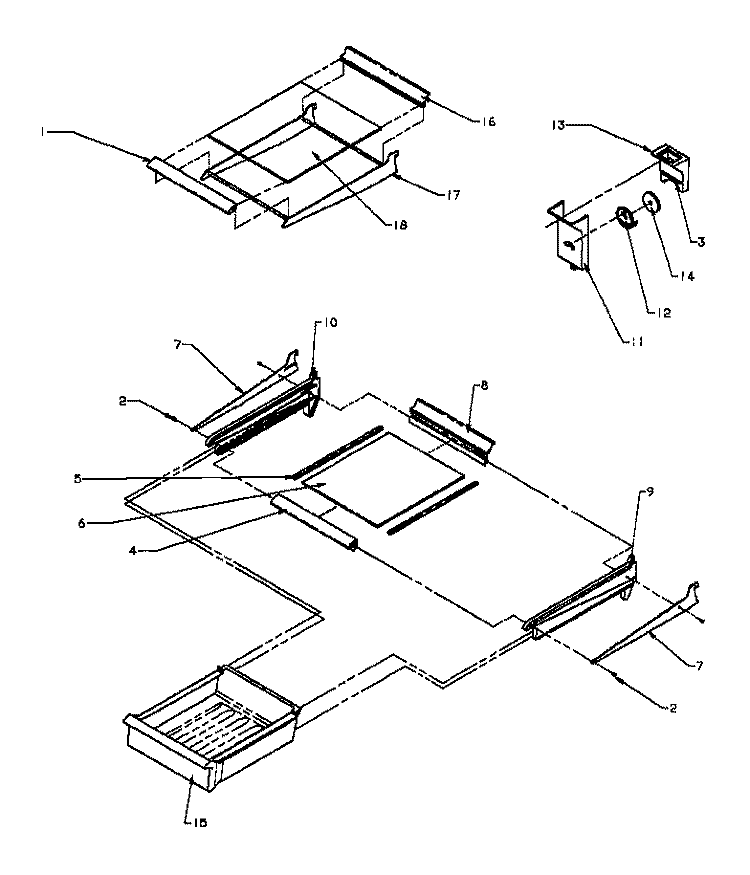 CABINET SHELVING Diagram and Parts List for TK21R3L P1189001W L Amana Refrigerator