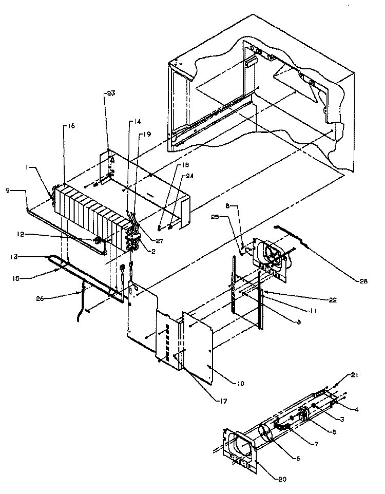 EVAP AREA Diagram and Parts List for TK21R3L P1189001W L Amana Refrigerator