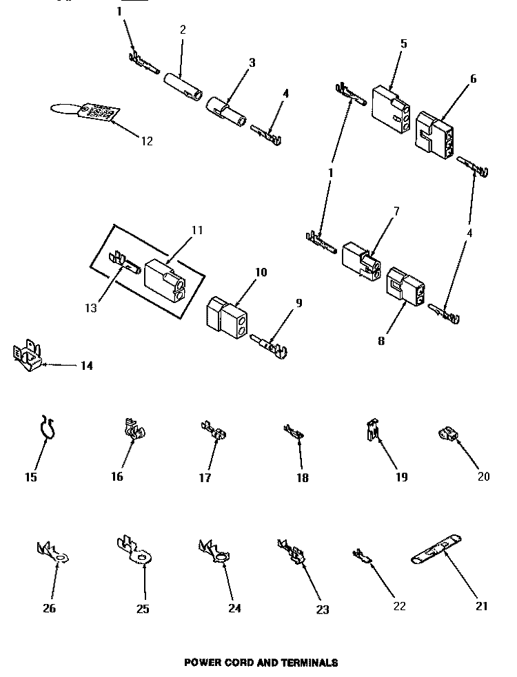 POWER CORD & TERMINALS Diagram and Parts List for HE9250  Speed Queen Dryer