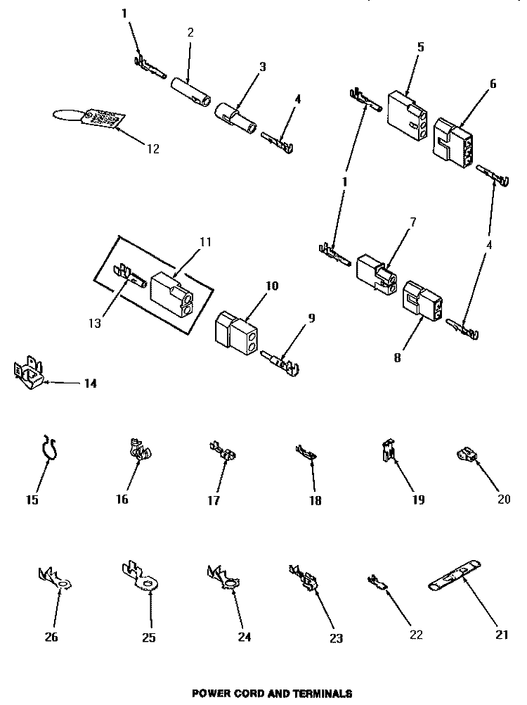POWER CORD & TERMINALS Diagram and Parts List for HE4203  Speed Queen Dryer