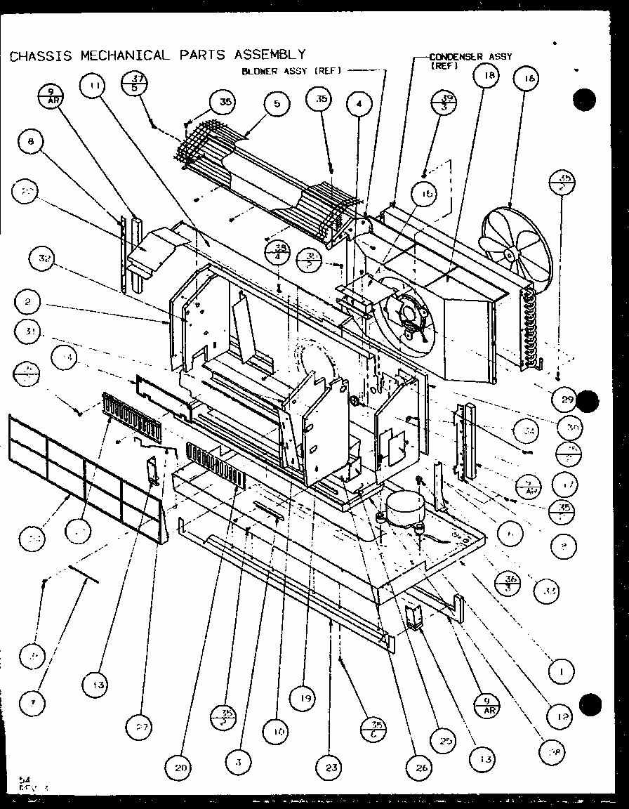 Chassis Mechanical Parts Assembly (pth12300er/p9812615r) (pth12400er/p9872115r) Diagram and Parts List for PTH12300ER P9812615R Amana Air Conditioner