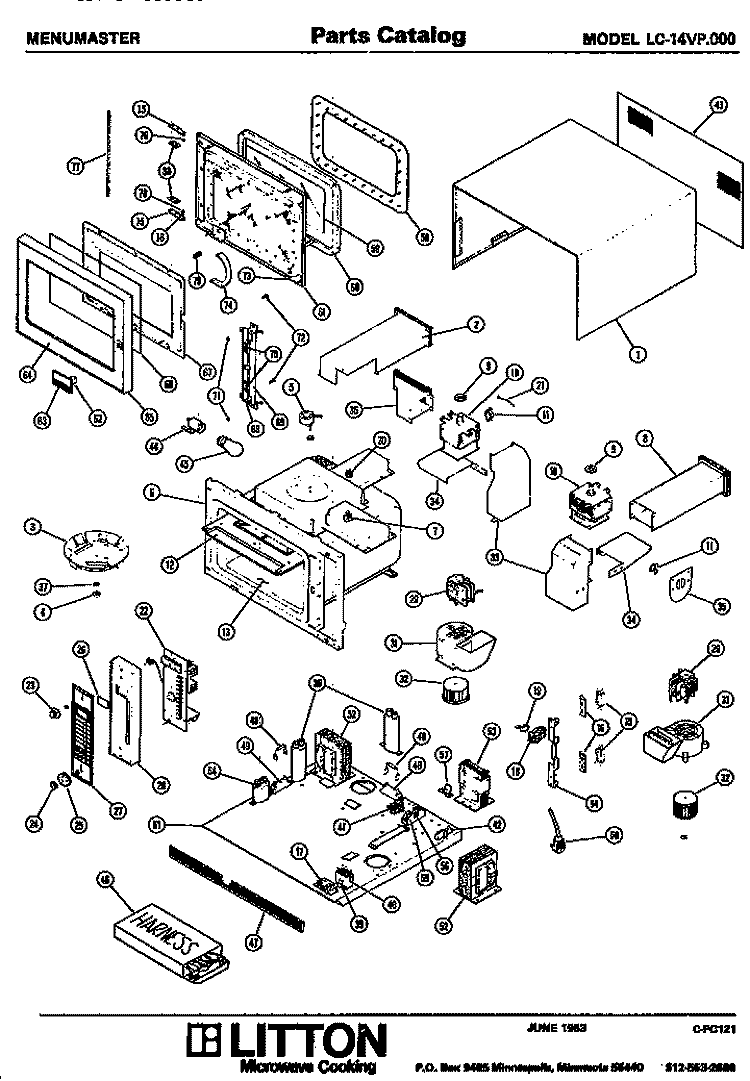 Page 1 Diagram and Parts List for LC-14VP000  Amana Microwave