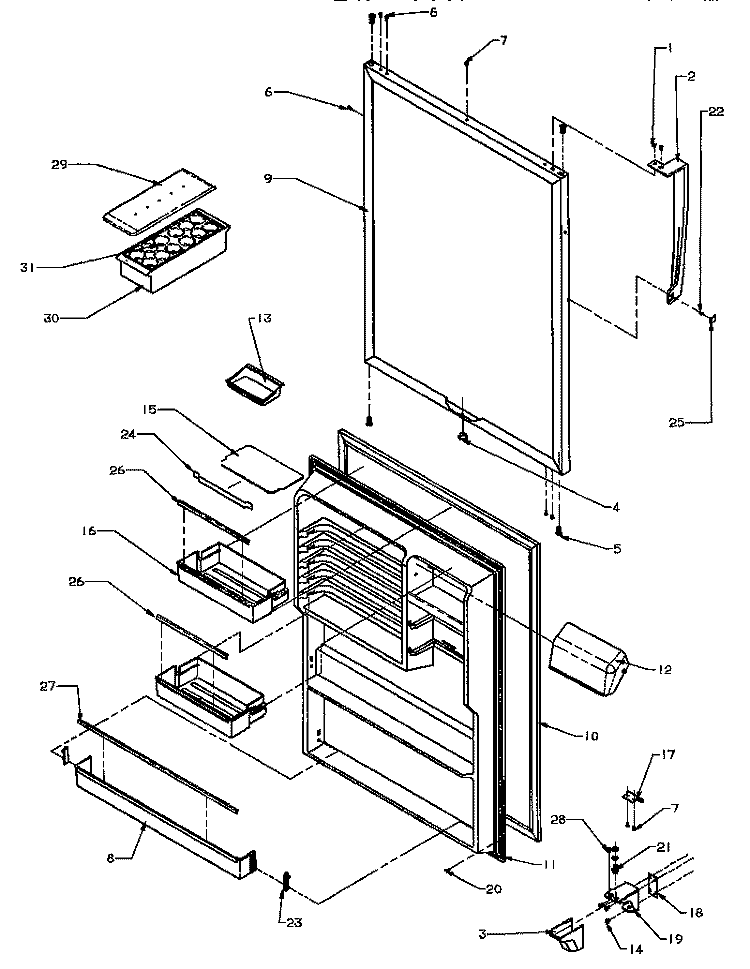 REF DOOR Diagram and Parts List for TJ18R3W P1181712W W Amana Refrigerator