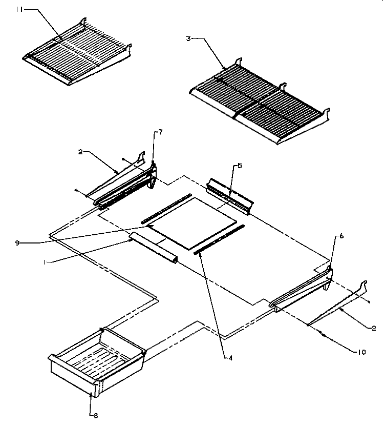 CABINET SHELVING Diagram and Parts List for TJ18R3W P1181712W W Amana Refrigerator