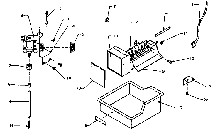 ADD - ON ICE MAKER ASSY Diagram and Parts List for IC2 P3641510W Amana Refrigerator