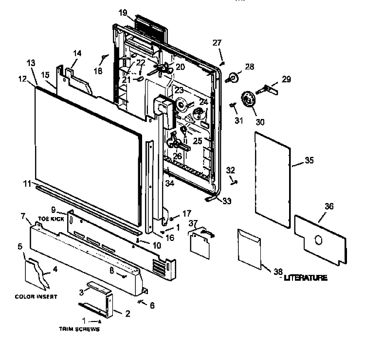 DOOR AND DOOR TRIM Diagram and Parts List for MDU500CBB P1188302W Maytag Dishwasher