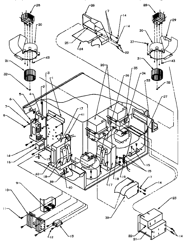 INTERIOR ELECTRICAL COMPONENTS Diagram and Parts List for FS11EVP P1186001M Menumaster Microwave