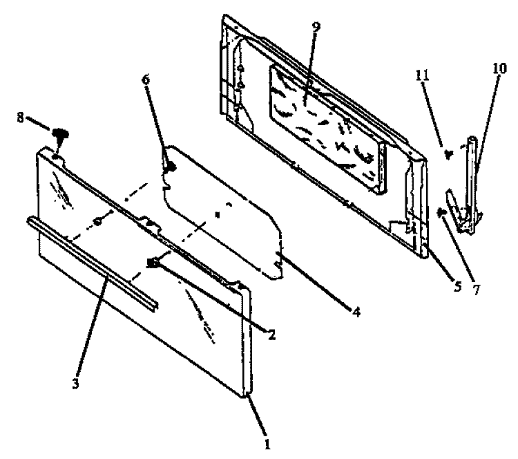 OVEN DOOR ASSY Diagram and Parts List for EBE26AA0CEH P1142456N Amana Range