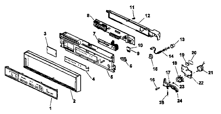 CONTROL PANEL Diagram and Parts List for ADU7500CBB P1188306W Amana Dishwasher