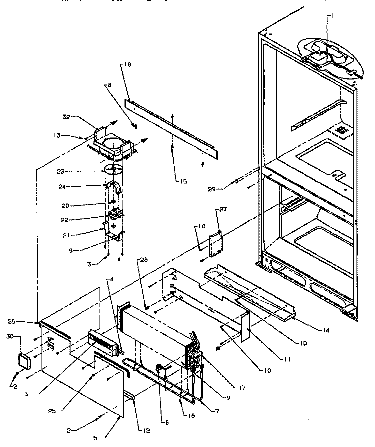 EVAP AREA Diagram and Parts List for BX22A5L P1182302W L Amana Refrigerator