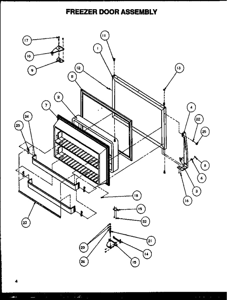 Freezer Door Assembly Diagram and Parts List for TA18R2L-P1158306WL  Amana Refrigerator