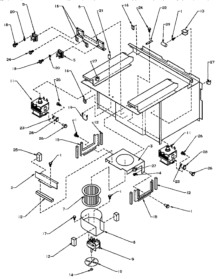 CAVITY ASSY AND ELECTRICAL COMPONENTS Diagram and Parts List for RC21DQ P1104111M Amana Microwave