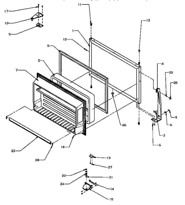 FZ DOOR Diagram and Parts List for TB18RW P1184608W W Amana Refrigerator