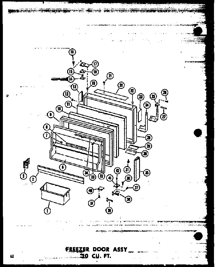 Freezer Door Assy 20 Cu. Ft. Diagram and Parts List for T16N-P60236-48W  Amana Refrigerator