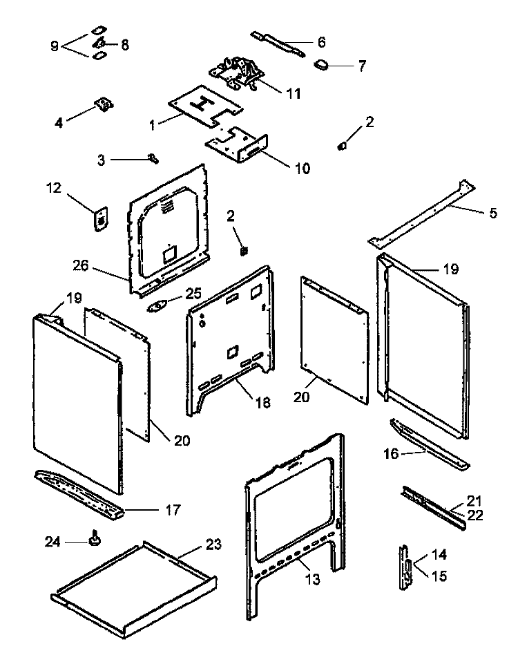 MAIN TOP AND OVEN ASSY Diagram and Parts List for ARH667E P1142632N Amana Range
