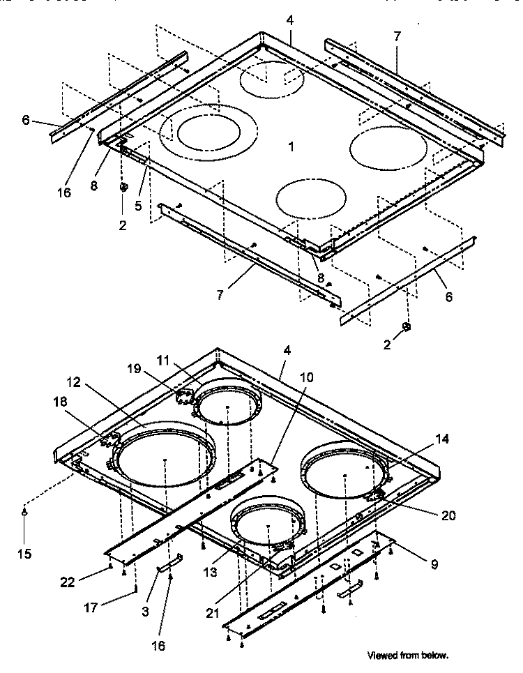 MAINTOP ASSY Diagram and Parts List for ARH667E P1142632N Amana Range