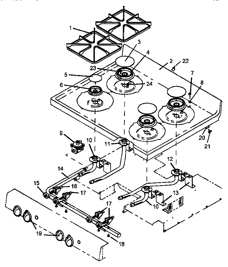 SEALED BURNER PARTS Diagram and Parts List for AGS730L P1141258N Amana Range