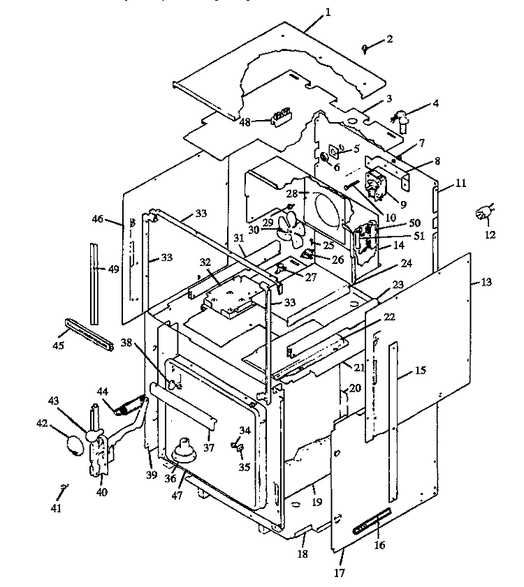 CABINET SECTION Diagram and Parts List for MM659E P1177101M Z Amana Microwave