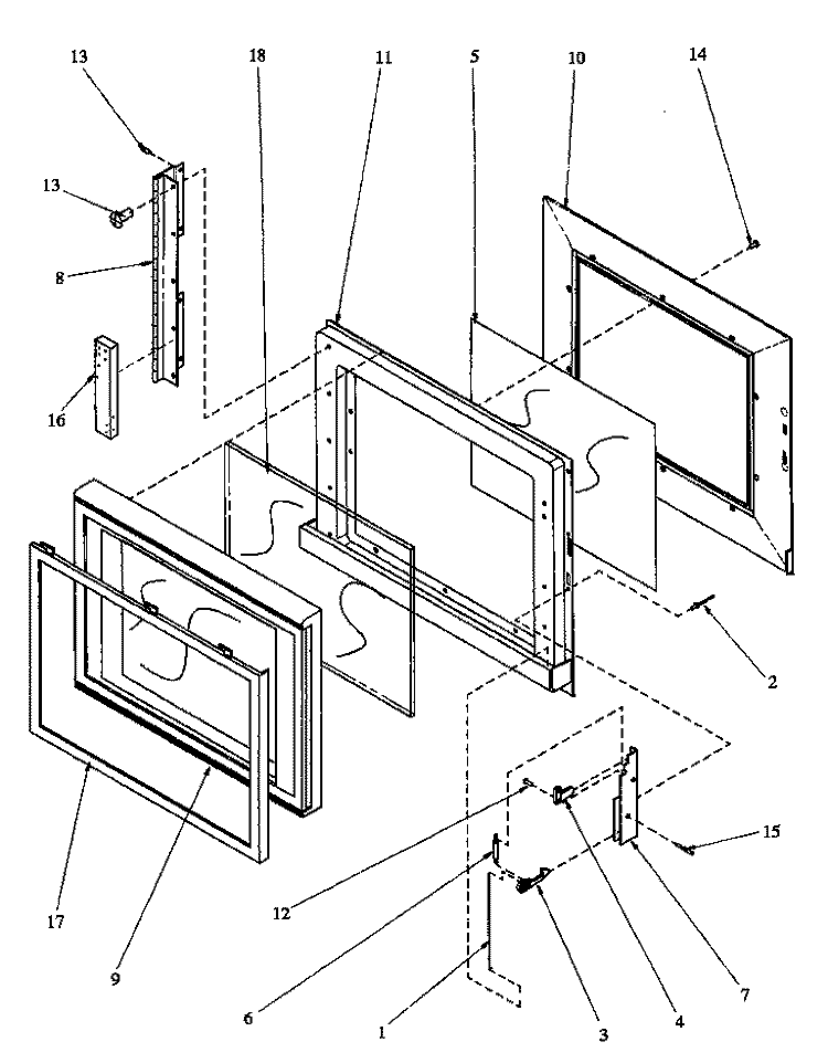 MICROWAVE DOOR ASSY Diagram and Parts List for MM659E P1177101M Z Amana Microwave
