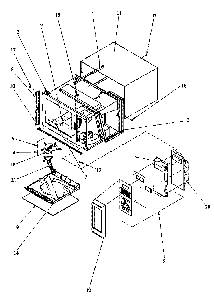 CHASSIS ASSY & CONTROL PANEL Diagram and Parts List for MM659E P1177101M Z Amana Microwave