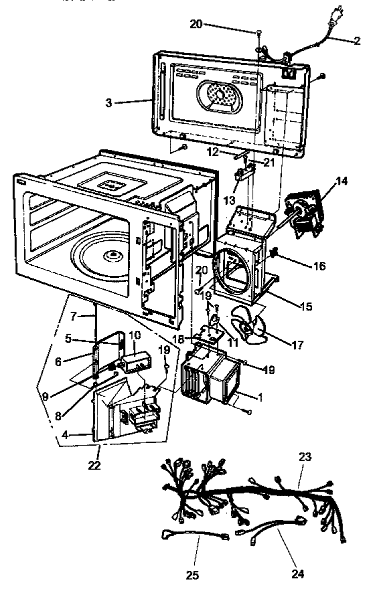 ELECTRONIC COMPONENTS Diagram and Parts List for RMC800E P1180501M Amana Microwave