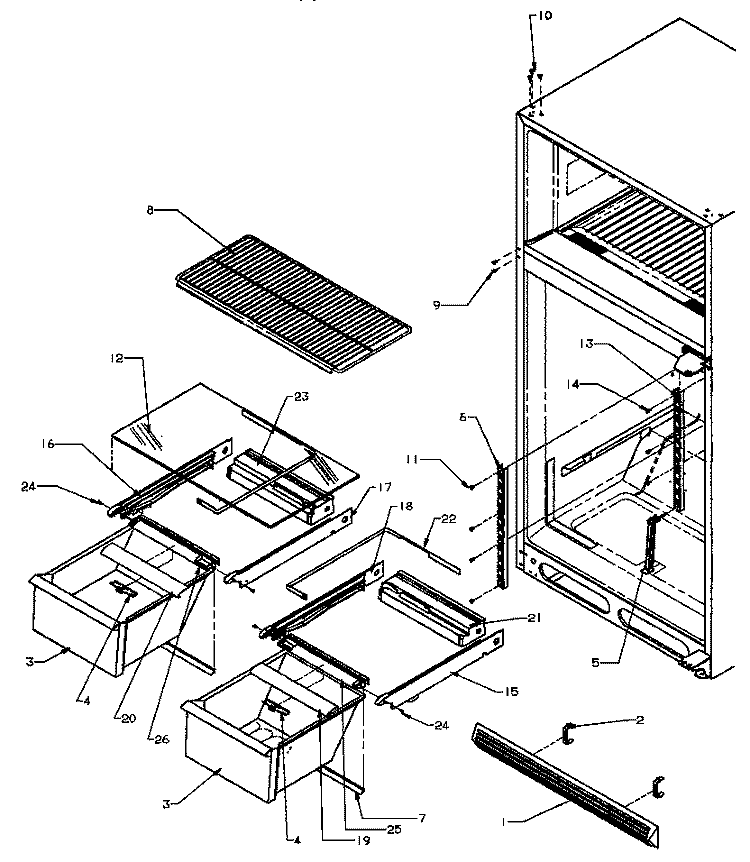CABINET SHELVING Diagram and Parts List for TSI18A3W P1182107W W Amana Refrigerator
