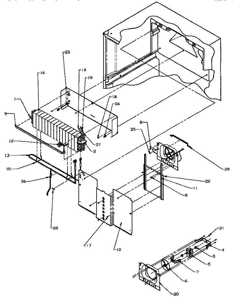 EVAP AREA Diagram and Parts List for TSI18A3W P1182107W W Amana Refrigerator